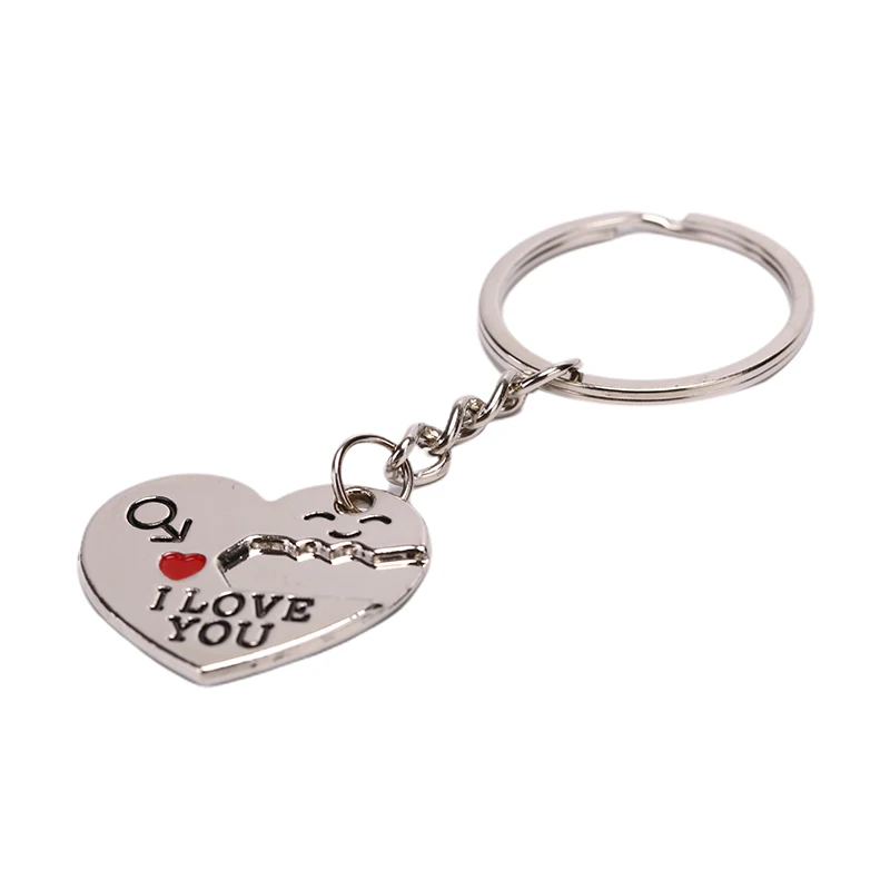HOT 2Pcs/set Love Heart Lock Key Chains Couple Keychain Trinket Keyring Women Bag Jewelry Wedding Female Valentine Day Gift