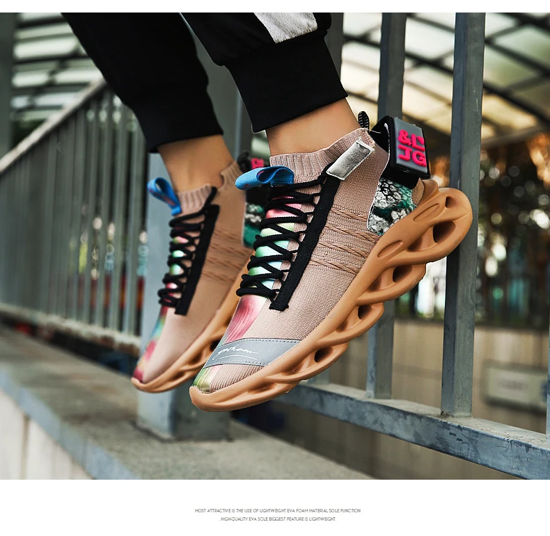 New Men Running Shoes Trend Couple Sneakers Lightweight Comfortable Cushioning Sport Shoes High Elastic Non-slip Wear Shoes35-46