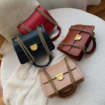 

High Quality Small Bags Women 2019 New Diamond Chain Bag Fashion Solid Color Shoulder Slung Small Square Bag Bolso Mujer