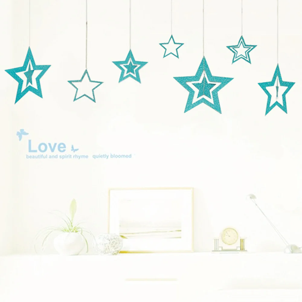 Double-sided Flash Cardboard Christmas Decoration Hollow Star 7pcs/Set Wedding Party Home Hanging Paper | Дом и сад