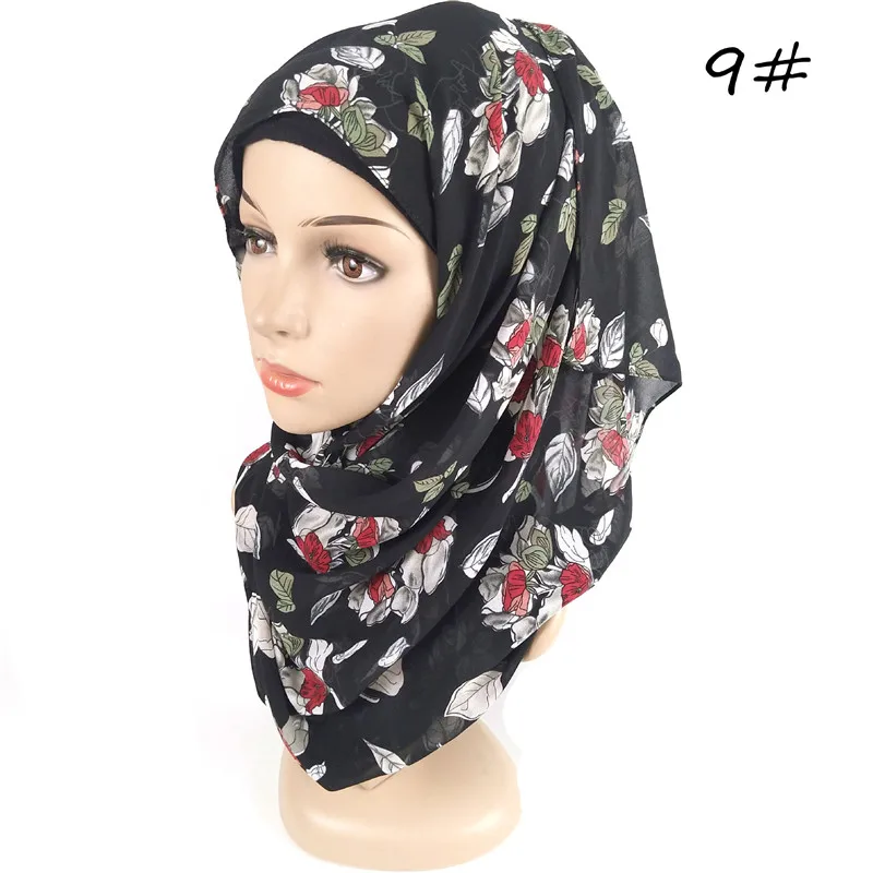 180*75 см мусульманский шифоновый хиджаб шарф арабский платок для женщин Цветочный горошек ислам платки и палантины хиджаб femme