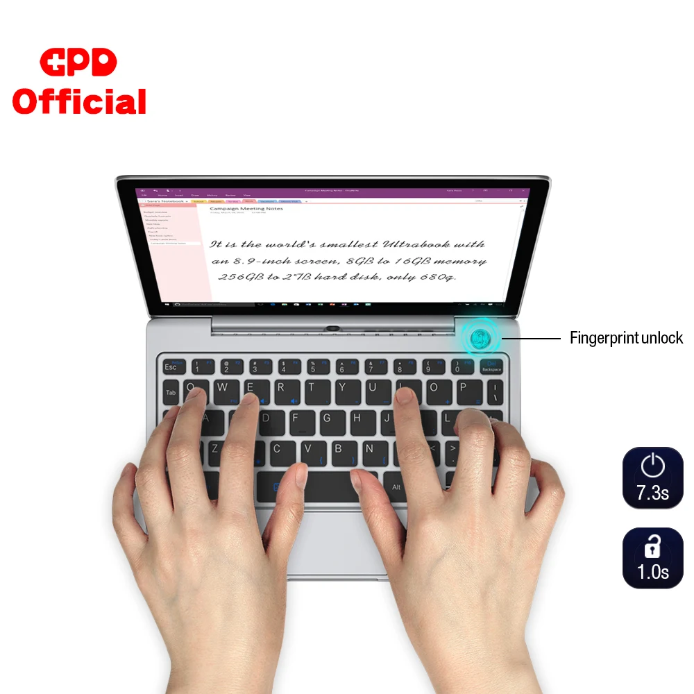 GPD P2 Max Pocket 2 8 Гб 256 ГБ 9 дюйма Intel Celeron 3965Y IPS сенсорный экран мини портативный ноутбук