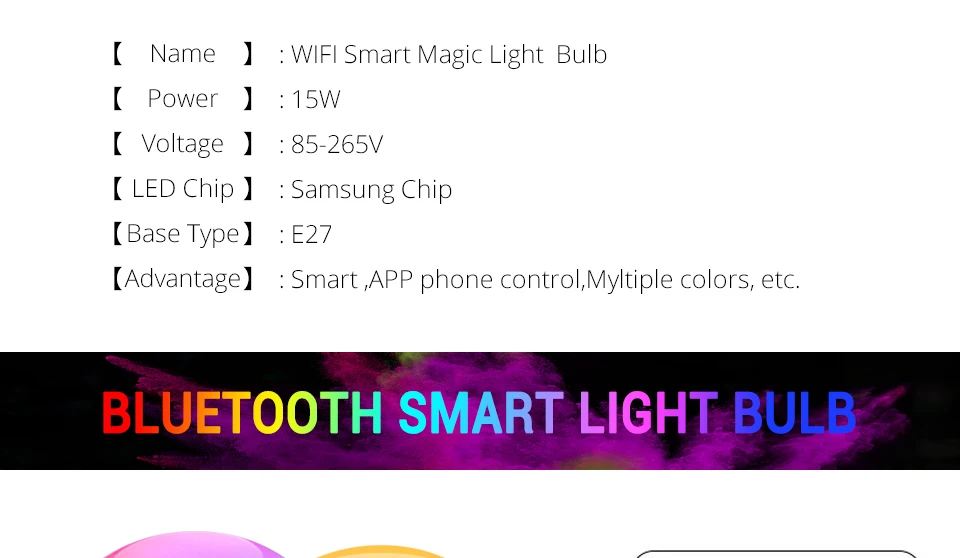 B22 умная Светодиодная лампа E27 RGBW 15 Вт WiFi лампа Bluetooth 4,0 умная лампа RGB+ белый цвет изменение затемнения AC85-265V гостиничная кухонная лампа