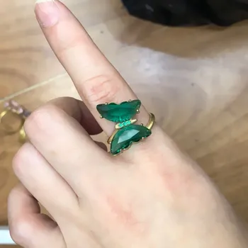 

Korean new design fashion jewelry exquisite stained glass crystal irregular butterfly ring female index finger open prom ring