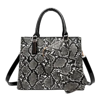 

2Pcs Serpentine PU Leather Handbags Fashion Casual Large Capacity Single Shoulder Bags Mini Square Handle bag leisure Ladies Bag