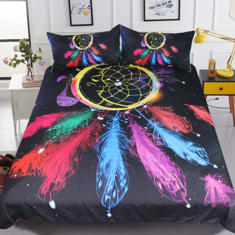 Постельное белье Outlet Moon Dreamcatcher, комплект постельного белья, Королевский размер, перья, пододеяльник, белый комплект постельного белья, красивое постельное белье, 3 шт