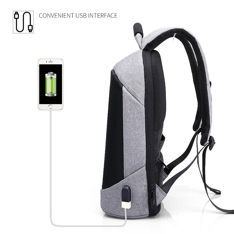  Men Waterproof Anti theft Laptop Backpacks Modernist Look Water Resistant with USB Charging Port 15