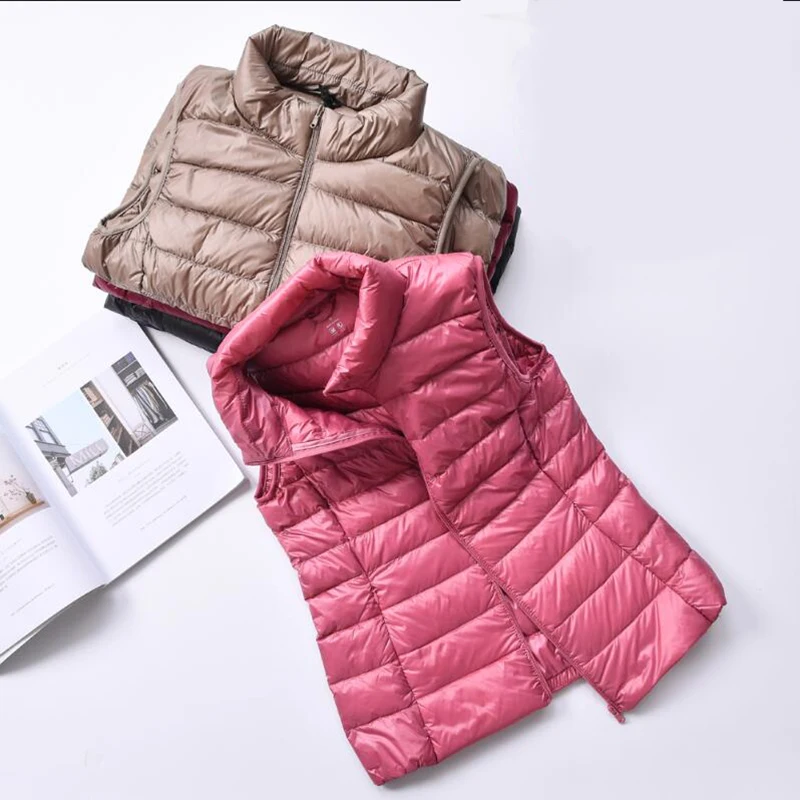 Autumn and Winter Down Vest Women's Short Ultra-light Duck Down Jacket Windproof Vest Warm Women's Sleeveless Jacket 2