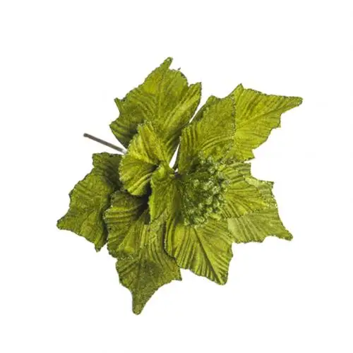 Зеленый 1 шт. искусственные головки цветов Poinsettia Шелковый Искусственный Цветок Рождественская елка Декор рождественские украшения для дома рождественские вечерние navidad - Цвет: Зеленый