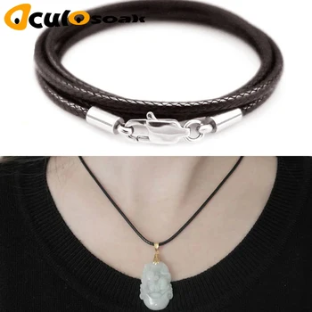 

Jewelry Accessories Necklace Cord 1.5mm 2mm 3mm Black Leather Cord Wax Rope Chain Stainless Steel Lobster Clasp For DIY Necklace