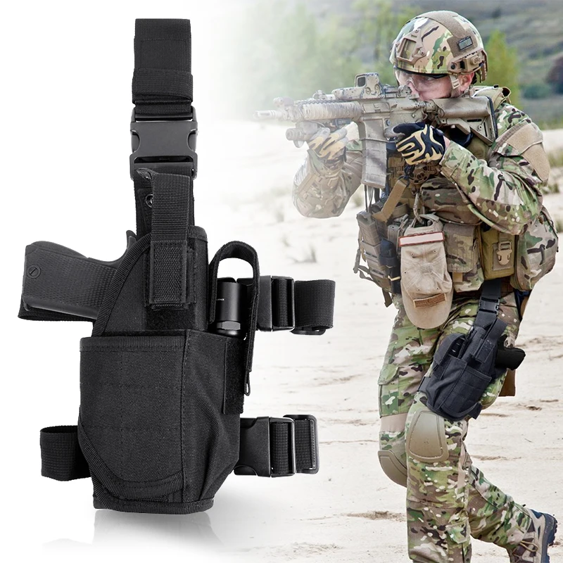 Tactical Military Airsoft Pistol Gun Drop Left Right Leg Thigh Holster Pouch Bag