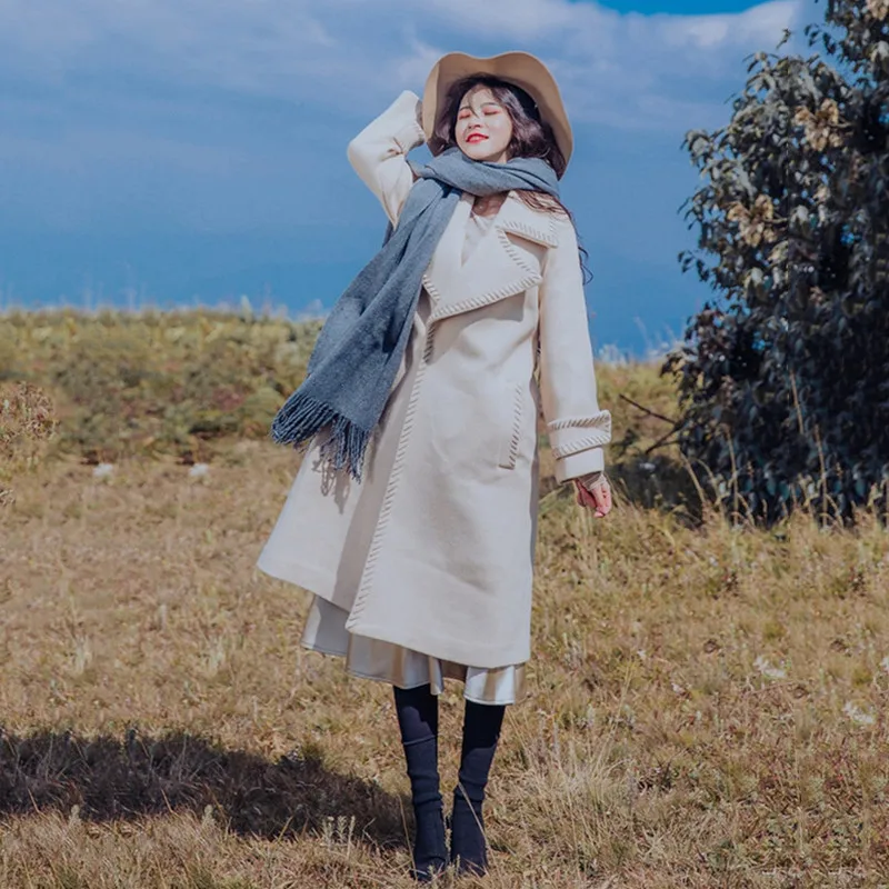 

Socialite Temperament Joker What About Coat Female Chao 20 He Ben Wind Over The Knee Woolen Coat