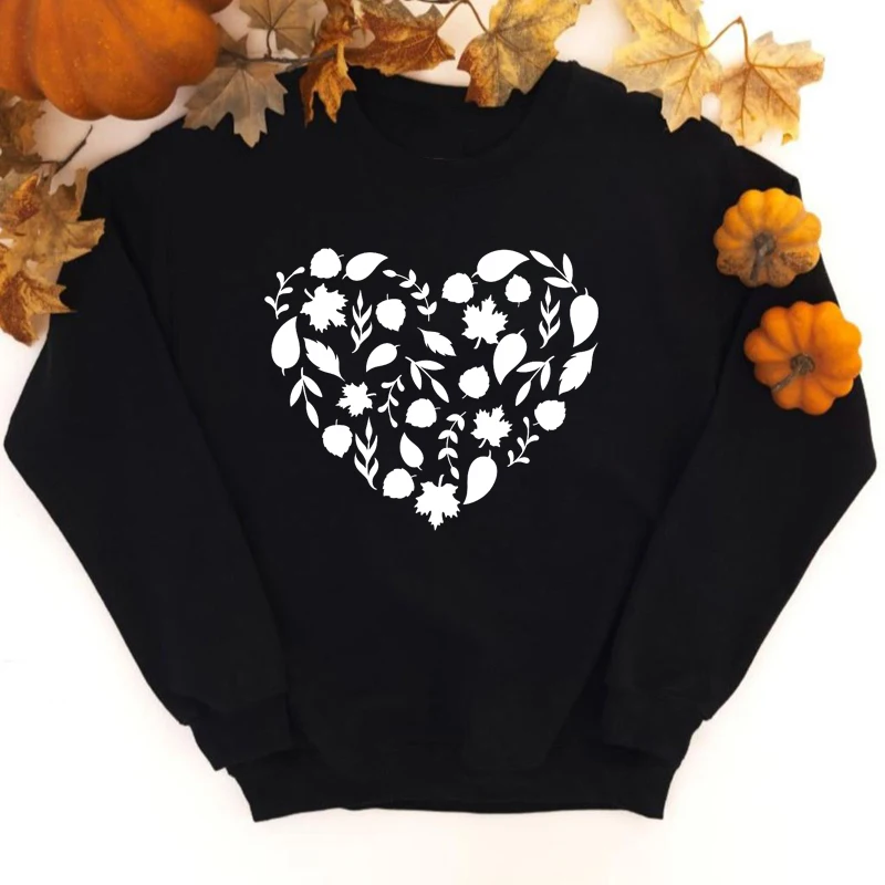 Felpa Vintage Per Le Vacanze Del Ringraziamento Autunno Foglie Felpa Con Stampa A Cuore Estetica Donna Grafica Pumpkin Spice Autunno Pullover