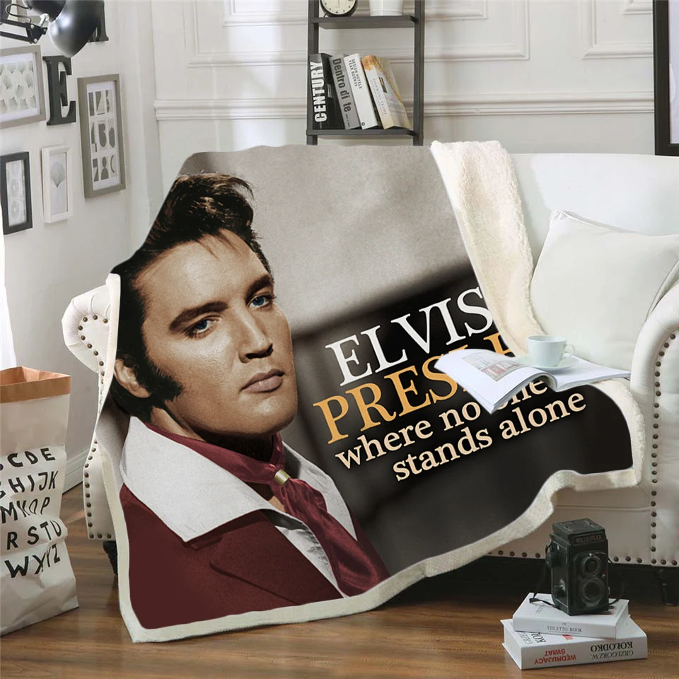 

Elvis Presley 3d printed fleece blanket for Beds Hiking Picnic Thick Quilt Fashionable Bedspread Fleece Throw Blanket style-7