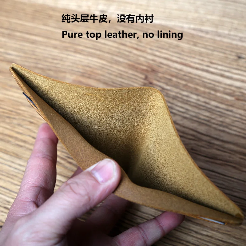 NZPJ Retro Leather Men's Wallet Crazy Horse Leather Women's Coin Purse Thin Money Bag Top Layer Leather Bank Card Holder