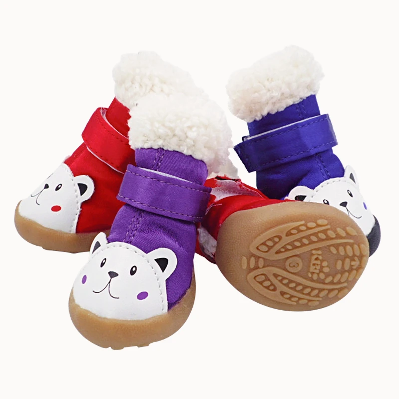 Pet Shoes For Small Dogs And Cats Fashion PU Snow Defence Dog Boots Puppy Warm Waterproof Deluxe Anti-slip Rubber Sole | Дом и сад