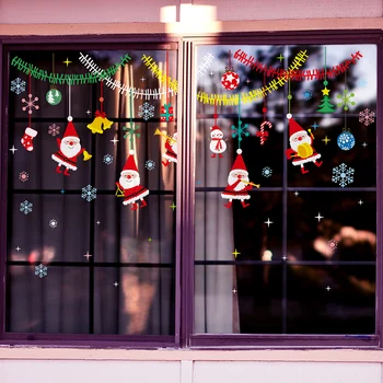 

[shijuekongjian] Father Christmas Window Stickers DIY New Year Wall Decals for Living Room Bedroom Shop Glass Decoration