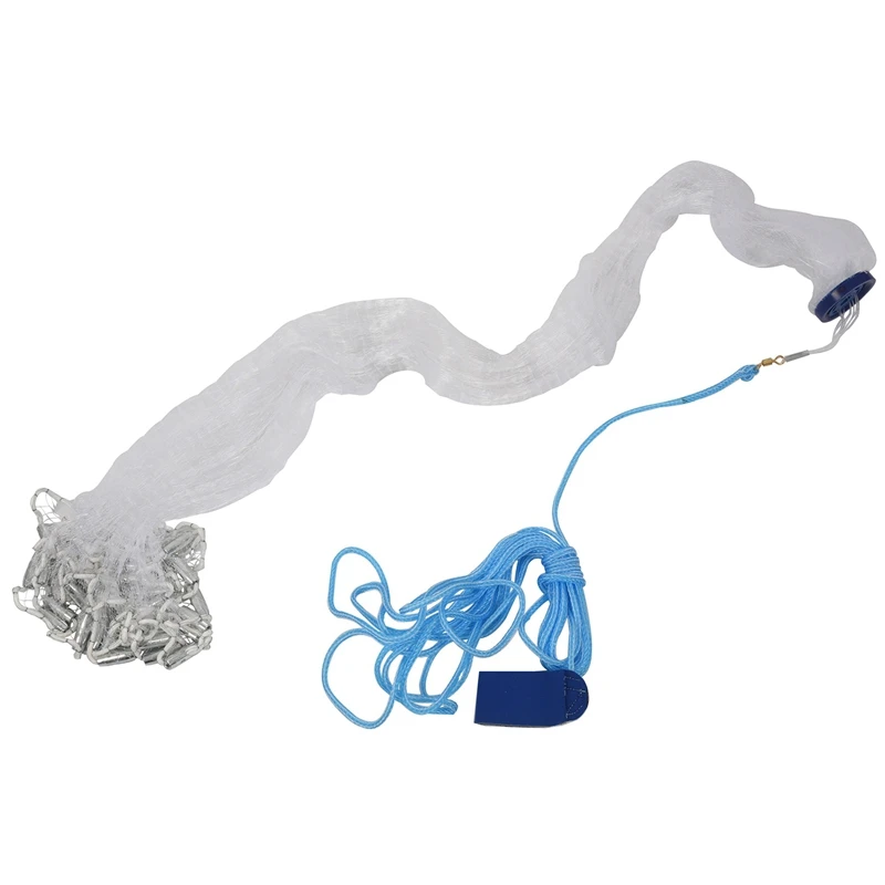 8Ft 2.4M Fishing Net Bait Easy Throw Hand Cast 3/4 inch Strong Nylon Mesh + Sinker | Спорт и развлечения