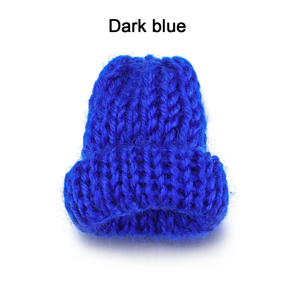 Dark blue 10 шт. Горячая мини ручная работа Маленькая вязаная шапка для DIY куклы чехол для телефона украшение головной убор одежда игрушка ребенок ручной Скрапбукинг искусство - Цвет: Dark blue