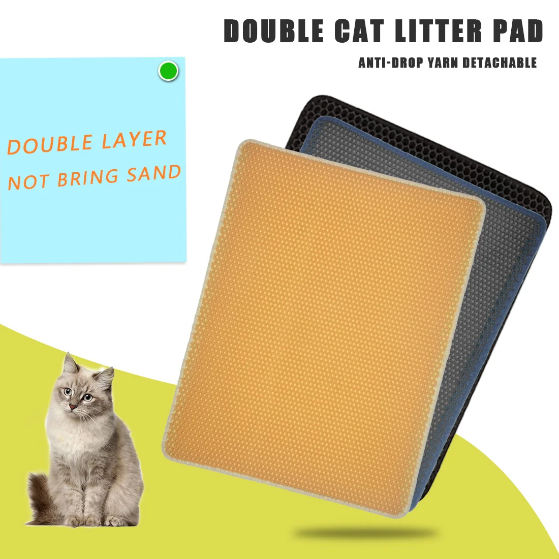 

Pet Cat Litter Mat Foldable EVA Double-Layer Bottom Non-slip Litter Catcher Waterproof Trapping Clean Pad Accessories