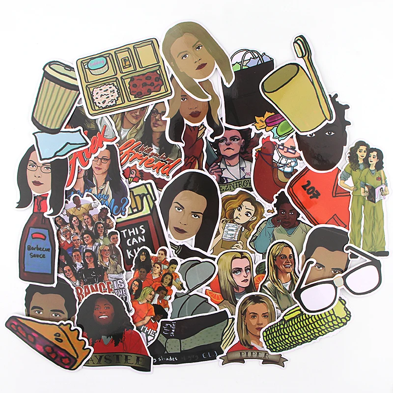 

K419 35pcs/set Orange Is the New Black DIY Skateboard Graffiti Laptop badge Motorcycle Luggage Bags Accessories