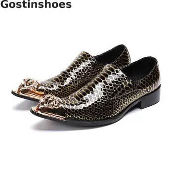 

Fashion Style Men Shoes Genuine Leather Snakeskin Printed Luxury Leather Shoes Men Casual Leather Shoes Oxfords Men