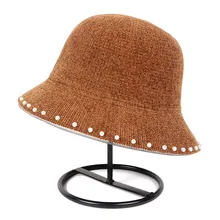 Мода осень жемчужина ведро шляпа Для женщин элегантные Шапки для зимние купол фетровые ботинки в винтажном стиле; обувь для рыбалки шапка рыбак ведро