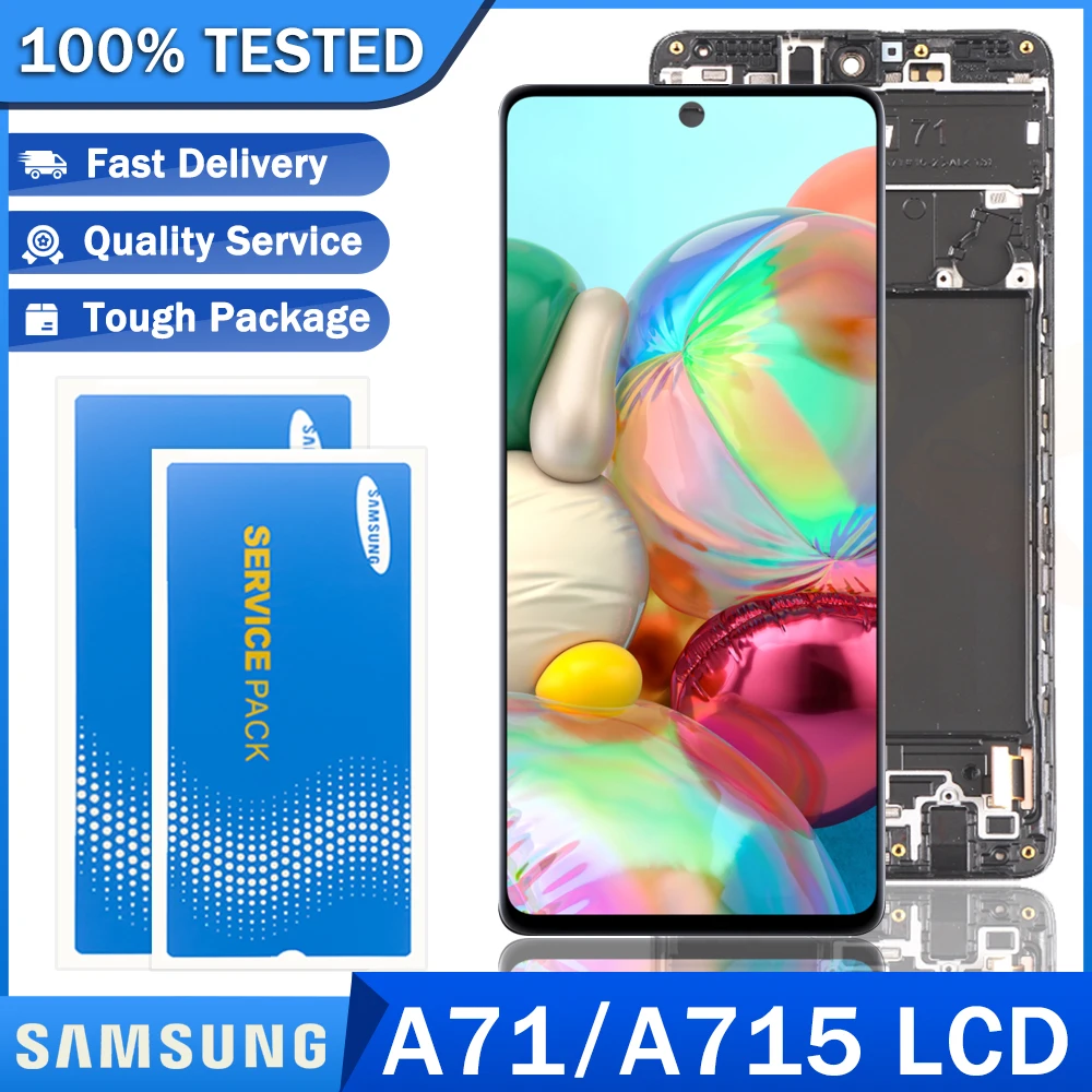 6 7 ''Оригинальный ЖК-дисплей для SAMSUNG Galaxy A71 A715 A715F A715F/DS Super AMOLED дисплей + рамка