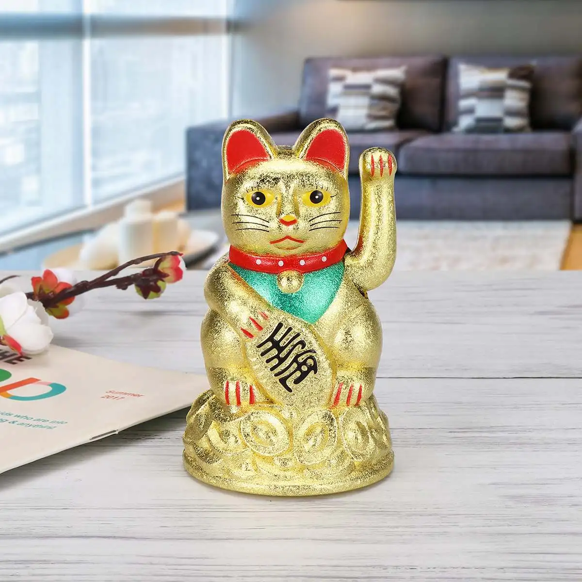 frosted Китайский фэн-шуй манящий Кот богатство белый развевающийся удача/Счастливый Кот золото серебро Рождественский подарок на удачу котенок Декор - Цвет: frosted