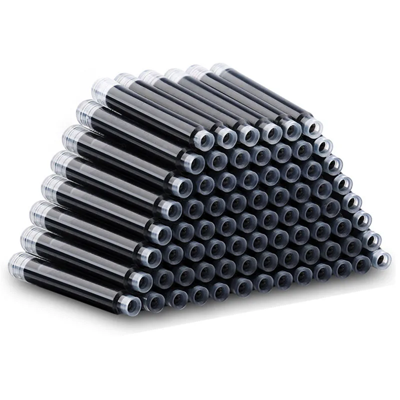 Pluma estilográfica desechable, recargas de cartuchos de tinta, longitud de pluma estilográfica, recargas de cartuchos de tinta, color azul y negro, 20 unidades, precio al por mayor