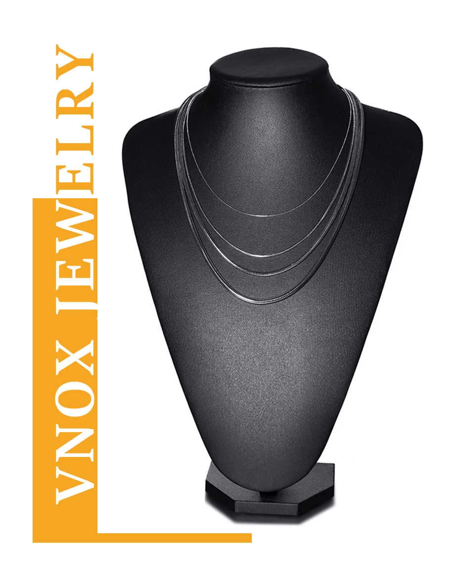Vnox Basic-Kettenhalsketten für Herren, verblasst nie, Edelstahl, Rolo-Box-Schlangenketten-Halskette, 45,7–61 cm – Detail 3