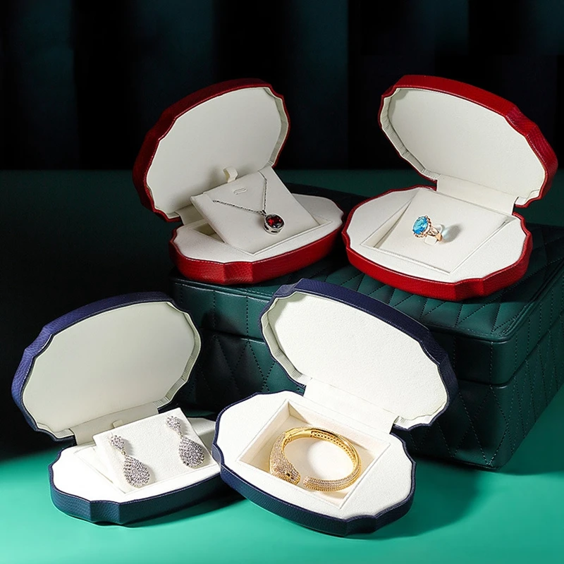

Luxury Pendant Ring Box Leather Earring Necklace Jewelry Case Storage for Proposal Wedding Engagement Gift Packaging