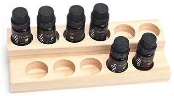 

11 Holes Wooden Essential Oil Tray Handmade Natural Wood Display Rack Demonstration Station For 5-15Ml Bottles