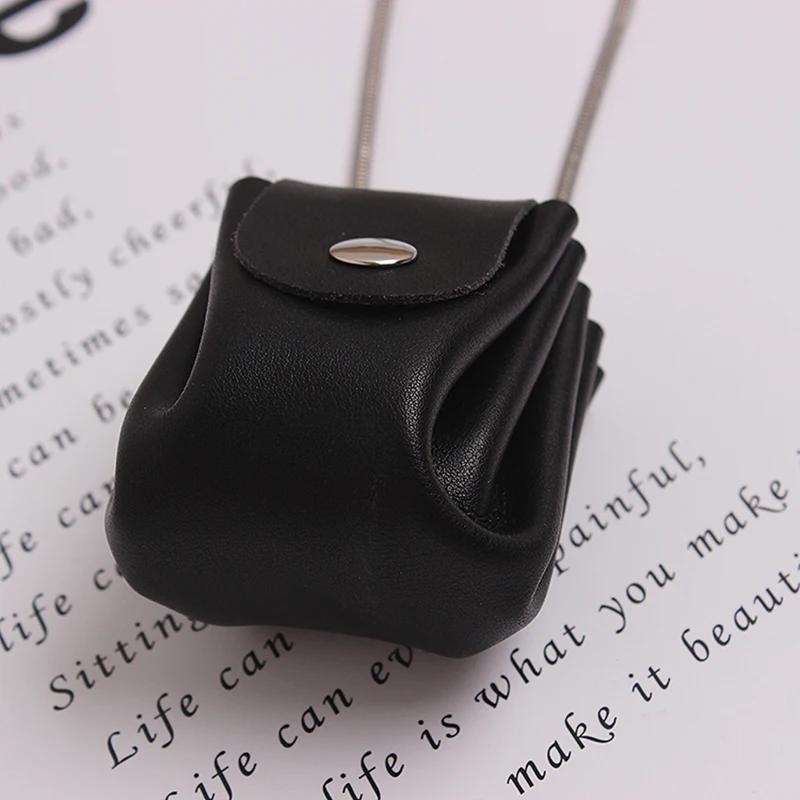 [EAM] Женская Черная мини-сумка с разделенной цепочкой, длинное ожерелье, темперамент, Модная волна, подходит ко всему, весна-осень 19A-a498