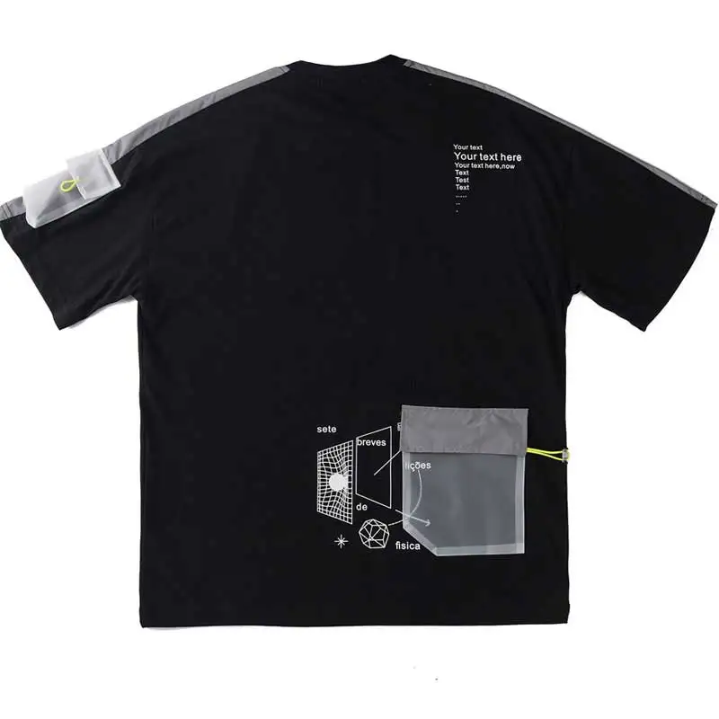 

Pornhub Sleeve Pockets Print Color Block Patchwork Tshirts Streetwear Hip Hop Harajuku Casual Short Sleeve Tees Shirts Men Tops
