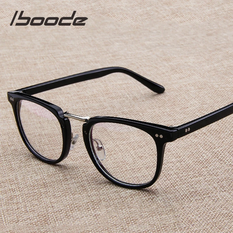 

iboode Retro Big Frame Optical Glasses Frame Women Men Black Leopard Floral Print Spectacles Frames for Ladies Male Female