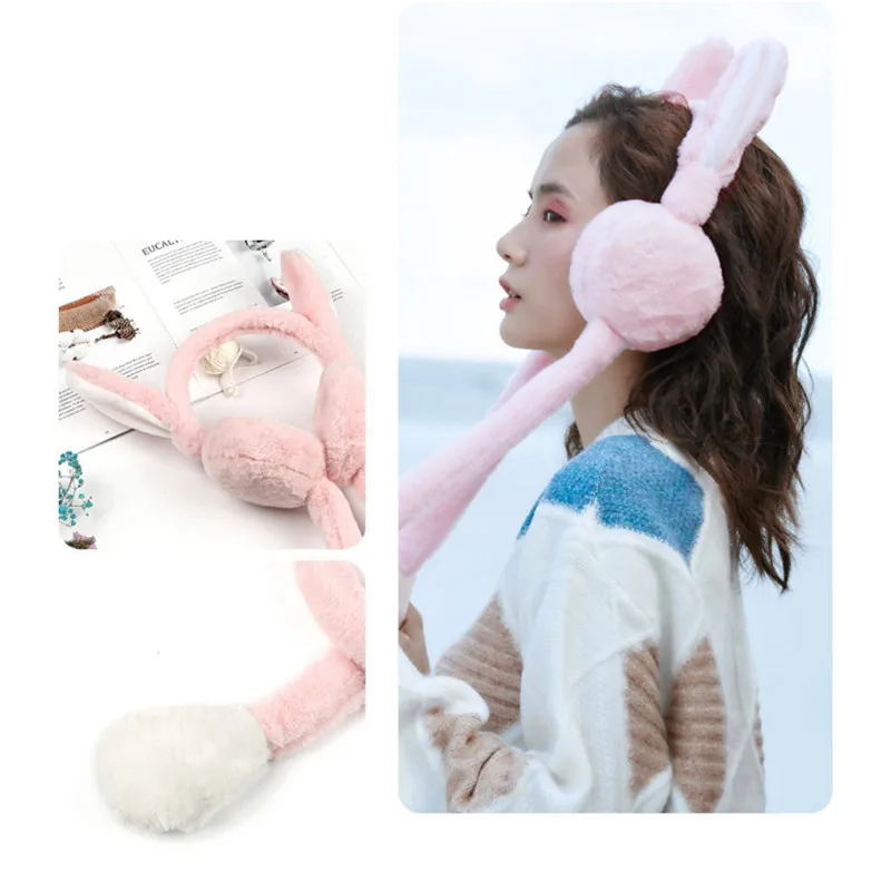 Woman Girl Unisex Winter Warm Earmuff Earmuffs Headphones Girls Faux Rabbit Ear Design Ear Protection Earmuff