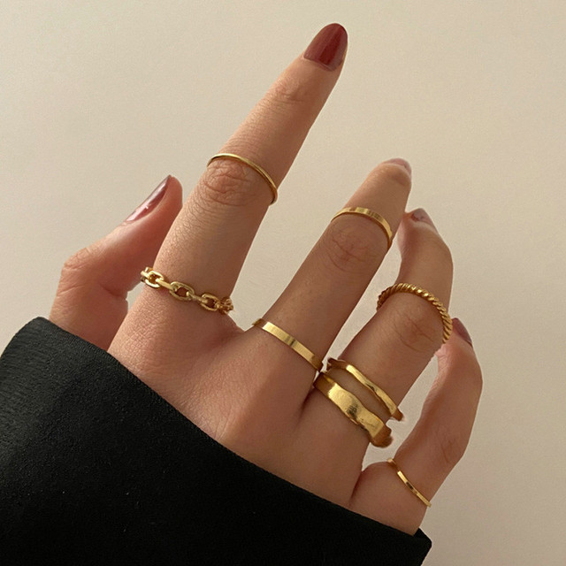 Color Hollowed Heart Shape Open Ring Set Design Cute Fashion Love Jewelry For Women Girl Gifts Adjustable Birthday Party