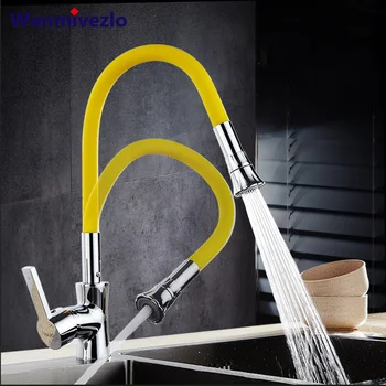 

Hot And Cold Water Faucet Copper Universal Single Hole Sink Dishwashing Faucet Telescopic Rotating Sink Faucet