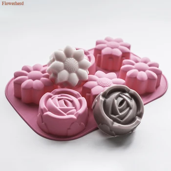 

2 Shape 6 Holes 3d Flowers Soap Silicone Mold DIY Handmade Chocolate Mold Soap Making Supplies Cake Decor Fondant Cake Mold