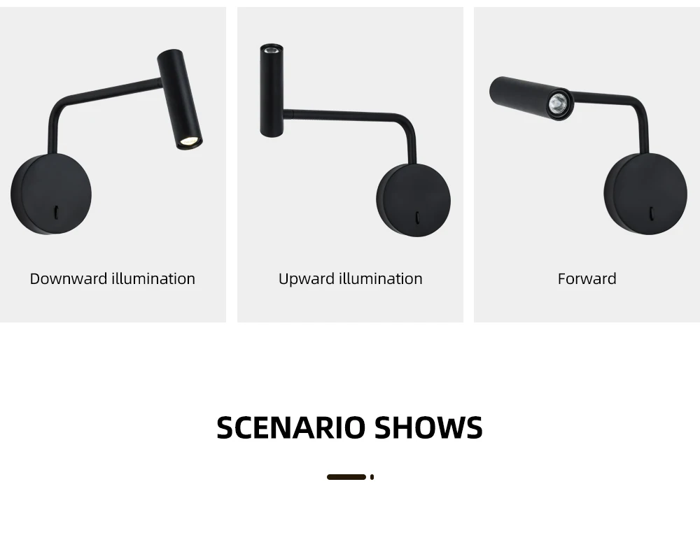 ZEROUNO домашний современный декор, настенный светильник для спальни, поворотный кронштейн с переключателем, светодиодный 3 Вт светильник для чтения, ночной Светильник для прикроватной тумбы, для внутреннего интерьера