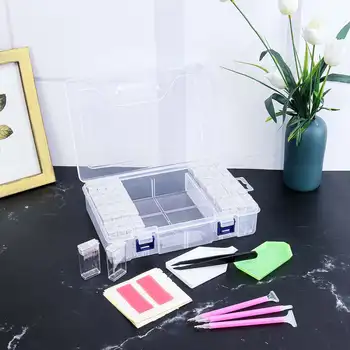 

DIY 42 Slots Diamond Painting Accessories Storage Box 5D Diamond Painting Cross Stitch Embroidery Pen Tools Set Tweezers Kit