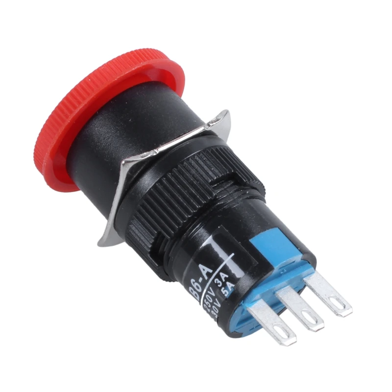 Red Mushroom DC 30V 5A AC 250V 3A Emergency Stop Push Button Switch