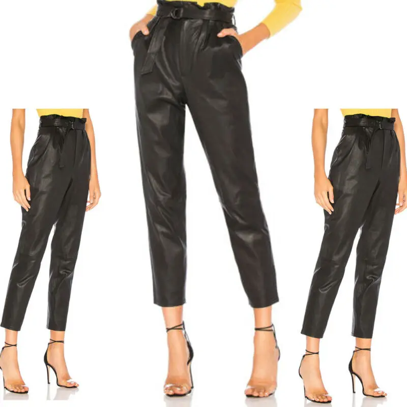 high waisted stretch black trousers