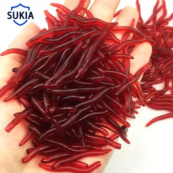MEGA DEAL ❤️ SUKIA 50/200Pcs Fishing Lures Simulation Earthworm Smell red Worms Bloodworm Artificial Fishing Lure Tackle Lifelike Soft Bait - discount item 40% OFF Sports & Entertainment
