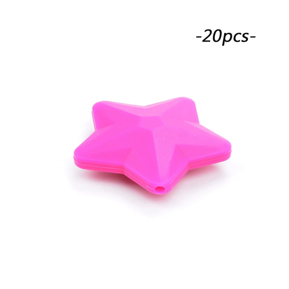 violet red LOFCA 20 шт Силиконовые Прорезыватели для зубов, Детские Прорезыватели со звездами, Пищевая силиконовая соска-подвеска, BPA бесплатно, DIY бусины для изготовления ювелирных изделий - Цвет: violet red