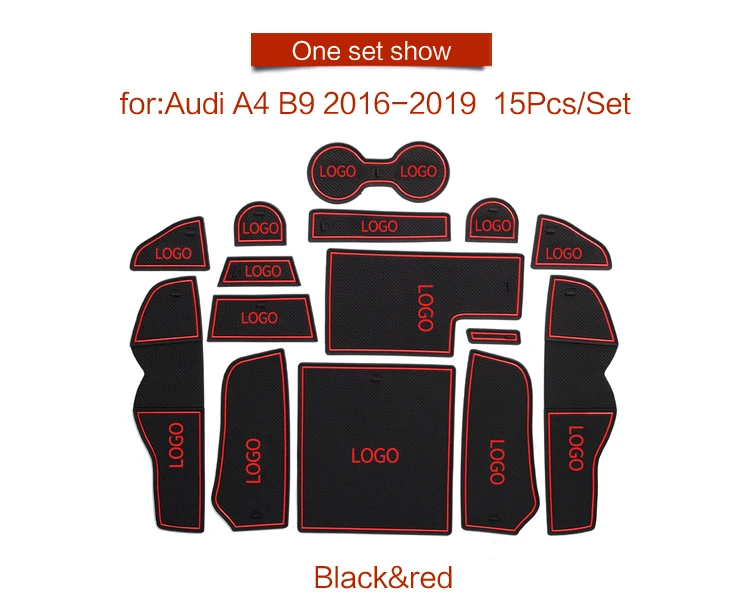 RKAC противоскользящие ворота шлифовальные маты для Audi A4 B8 B9 2008- аксессуары межкомнатный дверной коврик автомобильные подстаканники красный белый