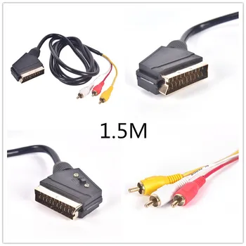 

1.5m Golden Head Patch Board Plug Public TO Public Wire Audio Cable SCART TO 3RCA Broom Head Wire True Plating