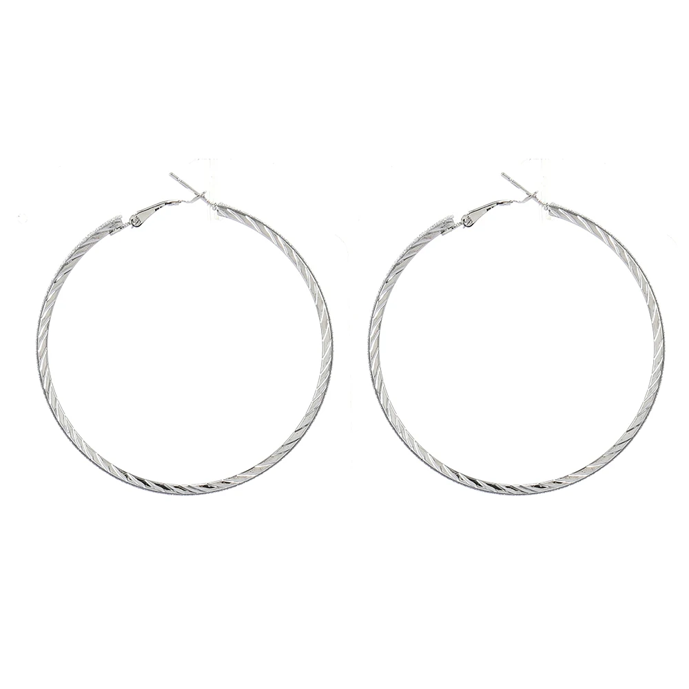 6CM Gold/Silver Hoop Earrings Round Dangle Big Earring Crystal Diamante Jewelry Women Pendientes ER923