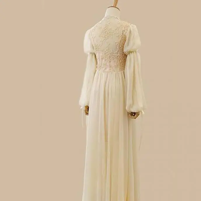 رداء نوم نسائي دانتيل كم طويل